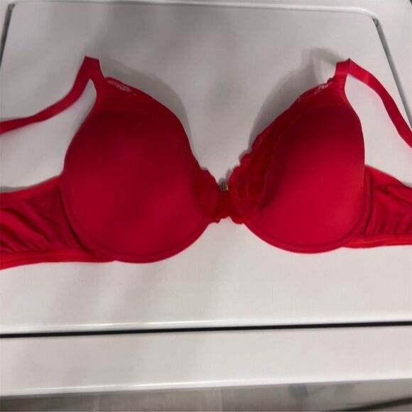 Natori Women's T-Shirt Bra 32DD Red Full Coverage Lace Detailing - Picture 2 of 5
